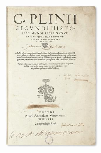 PLINIUS SECUNDUS, GAIUS. Historiae mundi libri XXXVII.  1553